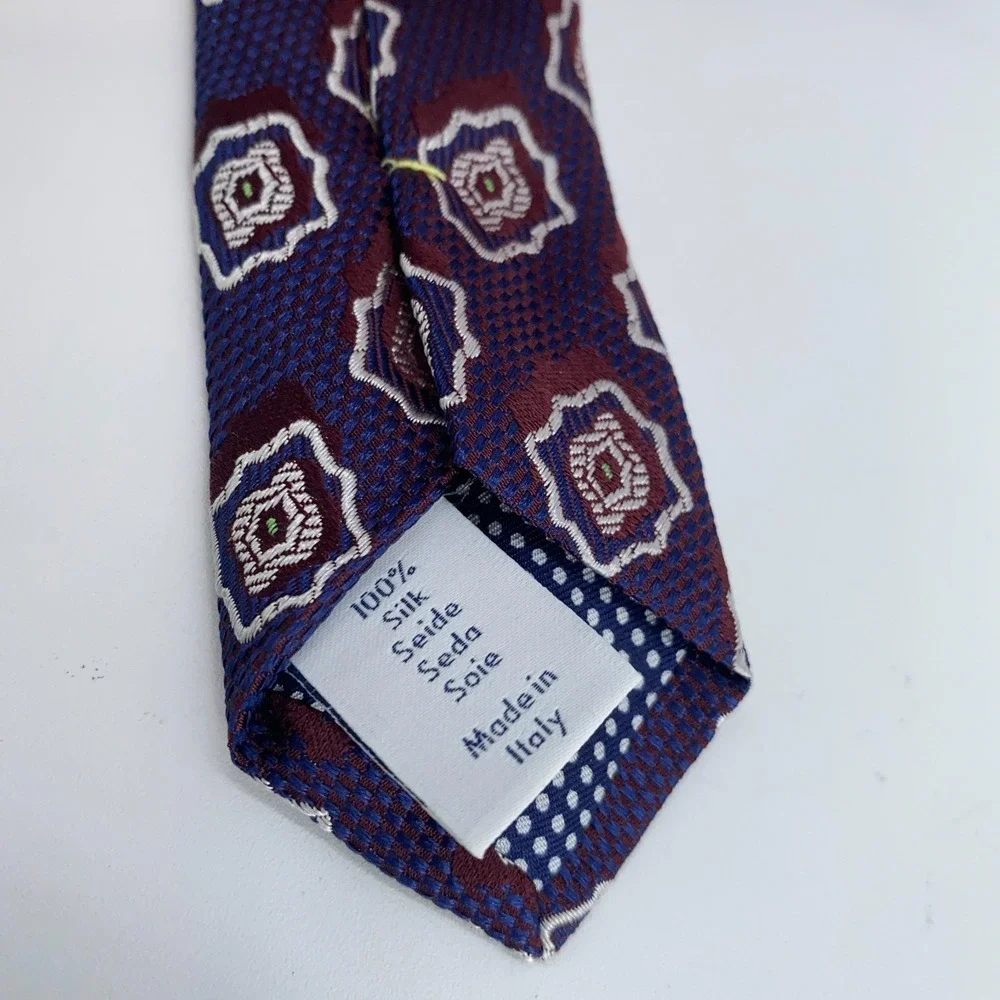 Eton Tie Men One Size Multi Patterned Silk Classic Luxury Necktie Italy Made NWT